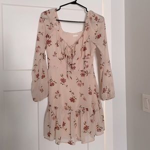 Pink Floral Long Sleeve Dress